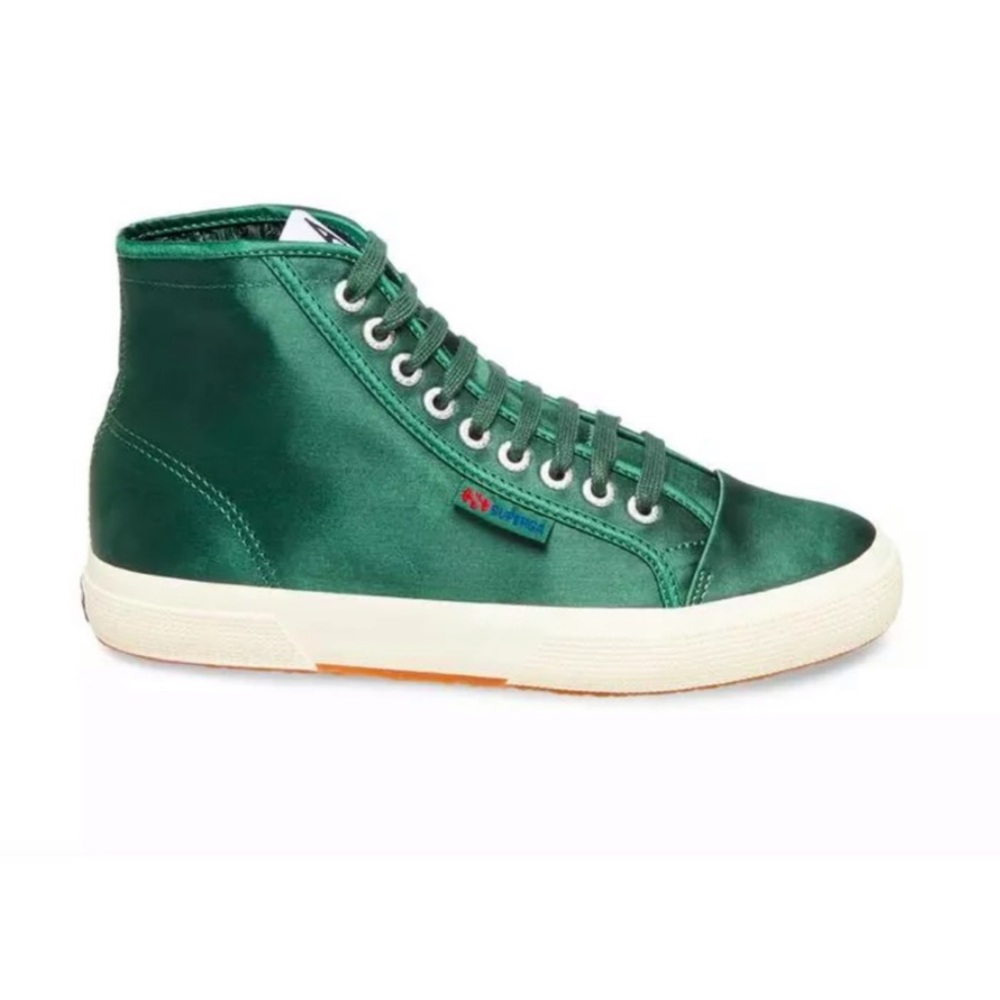 Satin moss green high top Superga